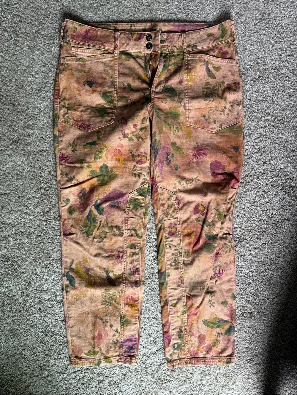 Pilcro Floral Print Straight Leg Pants - Picture 1 of 7